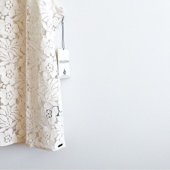 Volcom Not So Classic Tank Floral Lace Women's S Cream NWT - Picture 3 of 7